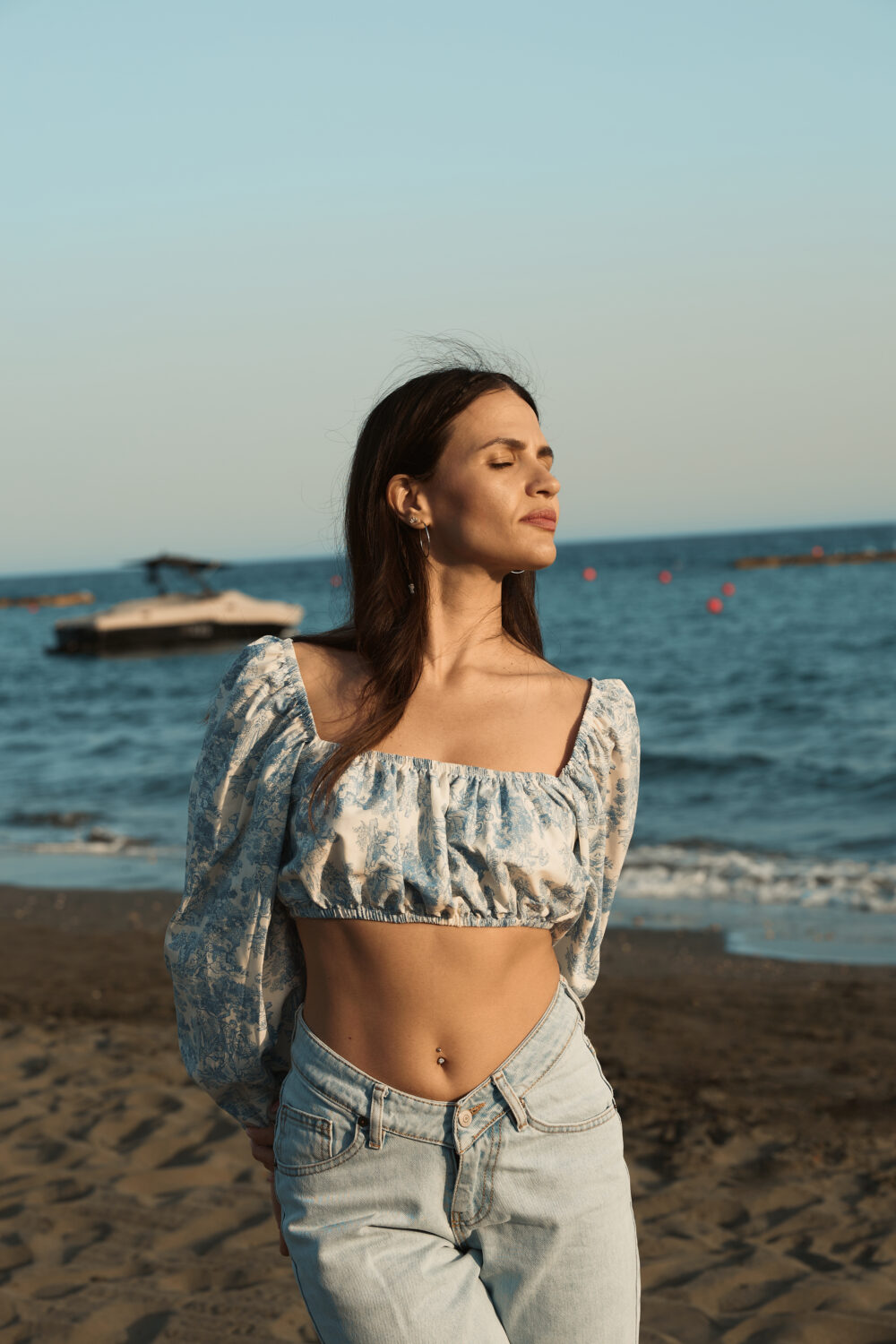 Aya blue crop top